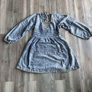 Vintage Anna Cai New York Light Wash 90s Y2K Denim Long Sleeved Dress - Medium